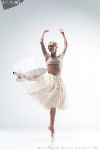 Image of The silhouette of ballerina on white background