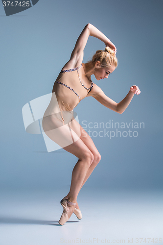 Image of Young beautiful modern style dancer posing on a studio background