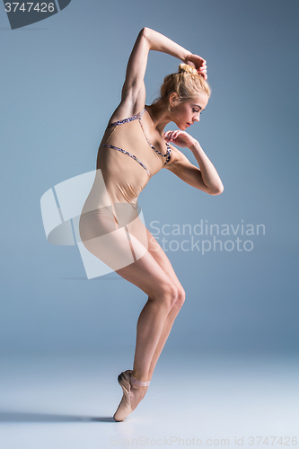 Image of Young beautiful modern style dancer posing on a studio background