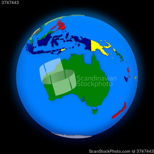 Image of Australia on political Earth