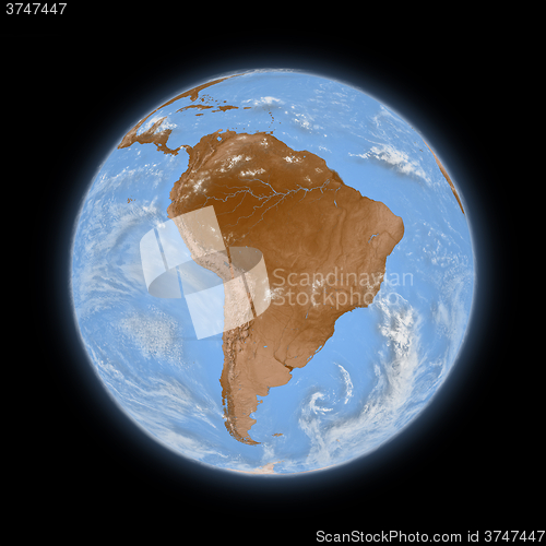 Image of South America on planet Earth