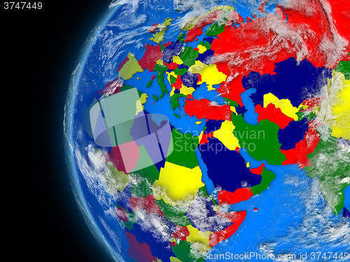 Image of EMEA region on political globe