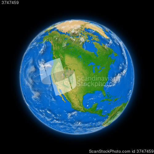 Image of North America on planet Earth