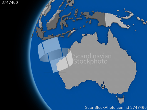 Image of Australian continent on political Earth