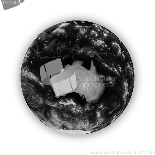 Image of Australia on dark planet Earth