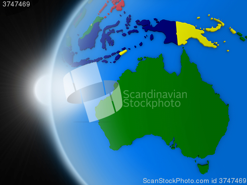 Image of Sunset over Australian continent from space