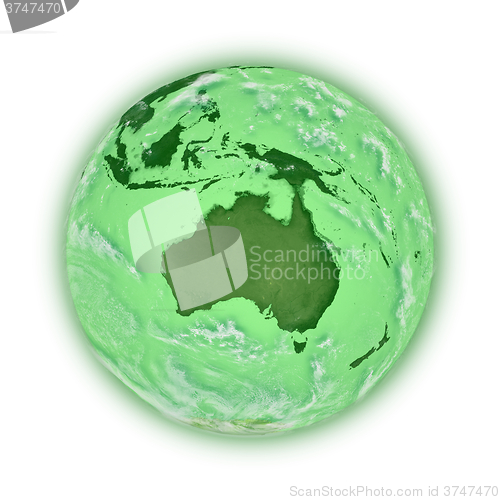 Image of Australia on green planet Earth