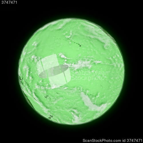 Image of Pacific Ocean on green planet Earth