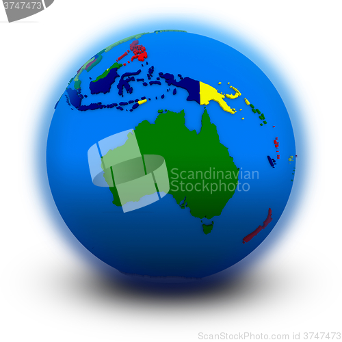 Image of Australia on political globe
