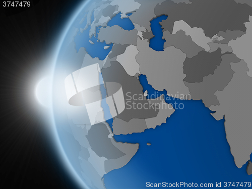 Image of Sunset over middle east region from space