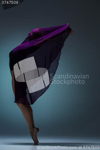 Image of The beautiful ballerina dancing with blue veil
