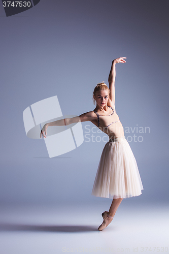 Image of Young beautiful modern style dancer posing on a studio background