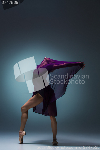 Image of Young beautiful modern style dancer posing on a studio background