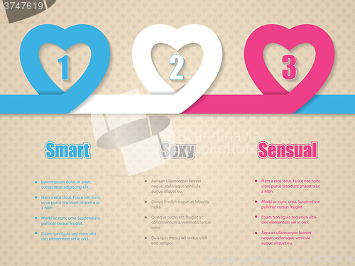 Image of Valentine\'s day infographic with heart ribbon and straight flag