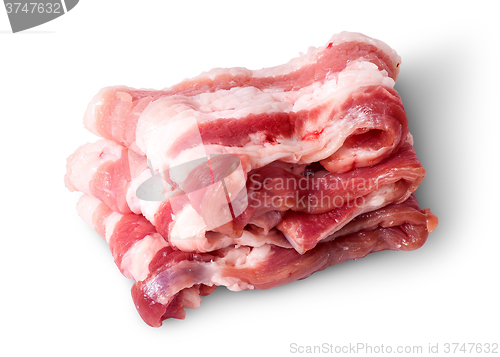 Image of Bacon strips arranged in layers top view