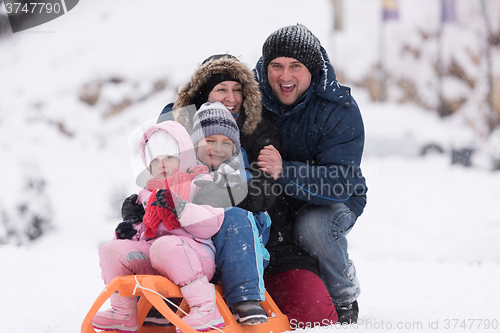 Image of family portrait on winter vacation