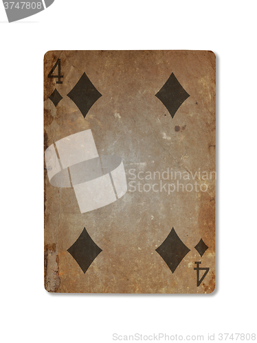 Image of Very old playing card, four of diamonds