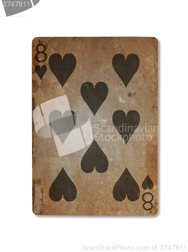 Image of Very old playing card, eight of hearts