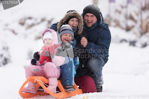 Image of family portrait on winter vacation