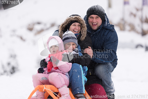 Image of family portrait on winter vacation