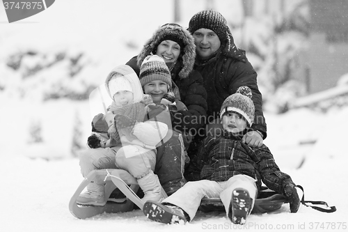 Image of family portrait on winter vacation