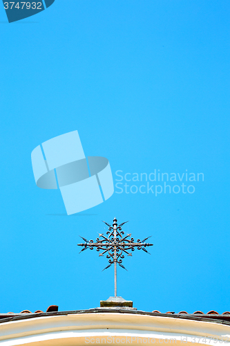 Image of abstract cross in   sky background
