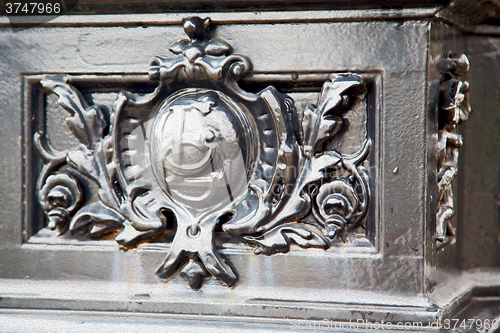 Image of england  historic   marble and statue in old city of london 