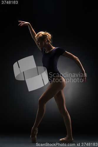 Image of Young beautiful modern style dancer posing on a studio background