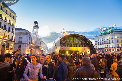 Image of People on Puerta del Sol square, Madrid, Spain.