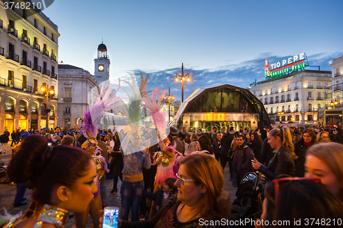 Image of People on Puerta del Sol square, Madrid, Spain.