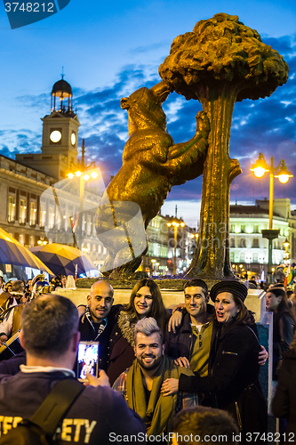 Image of People on Puerta del Sol square, Madrid, Spain.