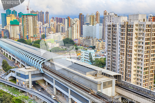 Image of hong kong urban downtown and sunset speed train