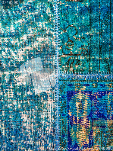 Image of Blue patchwork rug