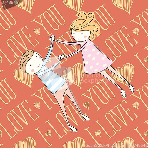 Image of Vector Seamless Card With Couple 01 [Converted]