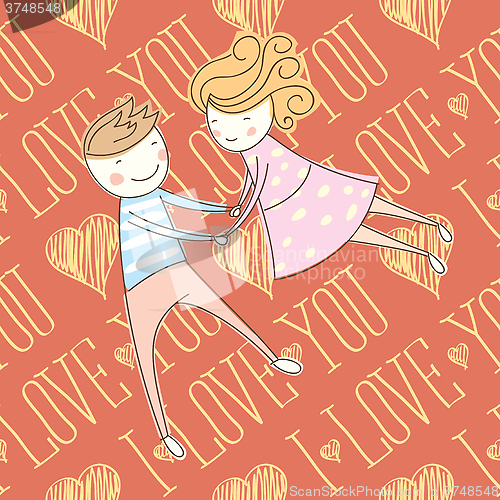 Image of Vector Seamless Card With Couple 01 [Converted]