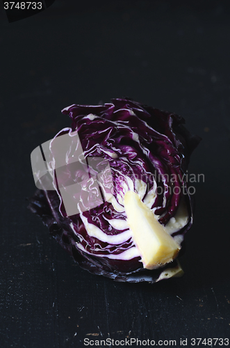 Image of Red cabbage on dark background