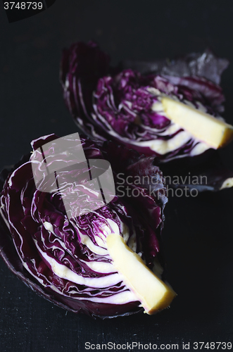 Image of Red cabbage on dark background