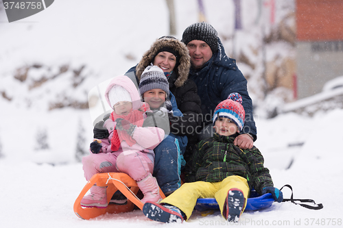 Image of family portrait on winter vacation