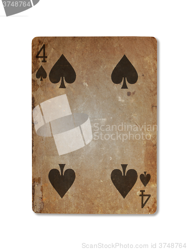 Image of Very old playing card, four of spades