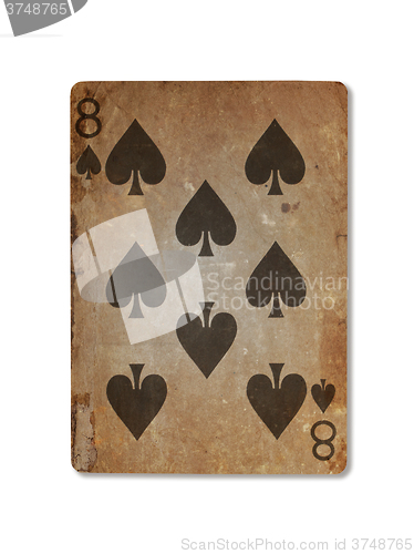 Image of Very old playing card, eight of spades