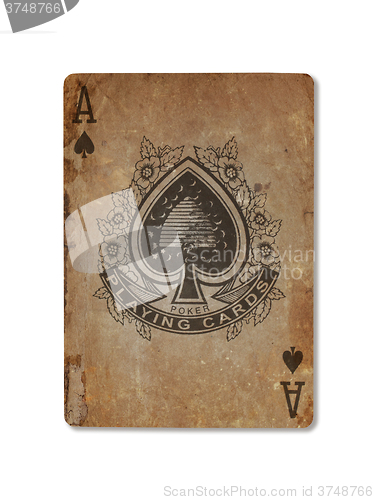 Image of Very old playing card, ace of spades