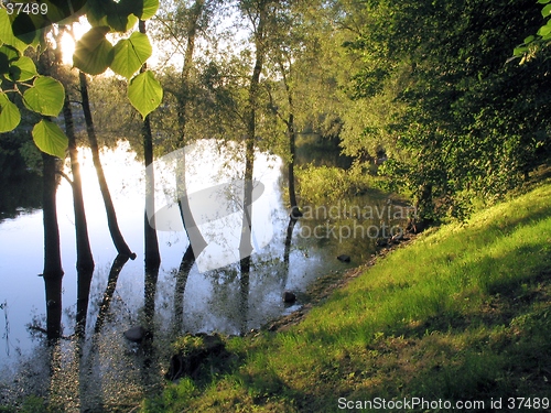 Image of calm sunny evening on a river in Tartu, estonia