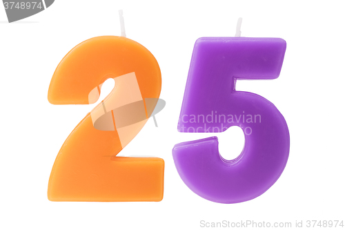 Image of 25th birthday candles isolated 