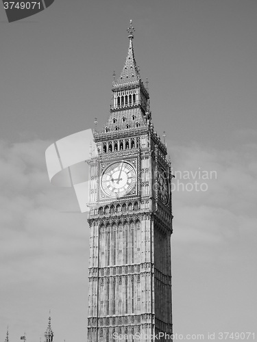 Image of Black and white Big Ben in London