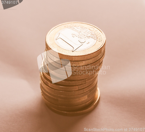 Image of  Many one Euro coins vintage