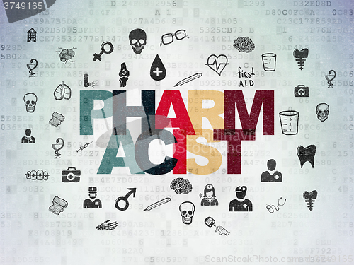 Image of Medicine concept: Pharmacist on Digital Paper background