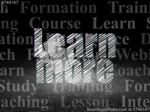 Image of Education concept: Learn More in grunge dark room