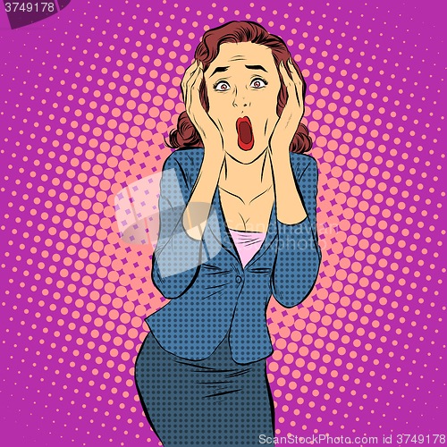 Image of Businesswoman screaming pain horror emotions
