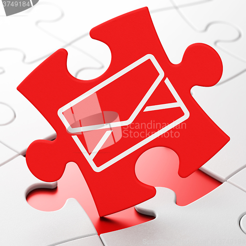 Image of Finance concept: Email on puzzle background