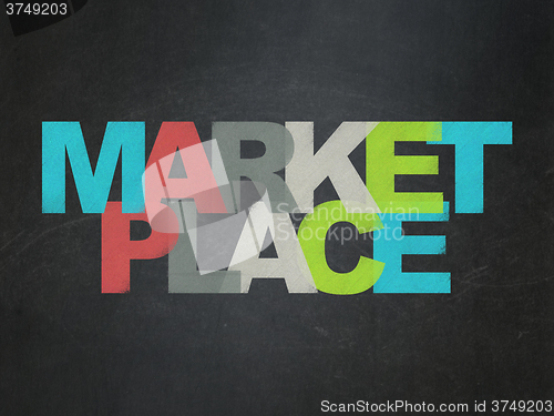 Image of Marketing concept: Marketplace on School Board background